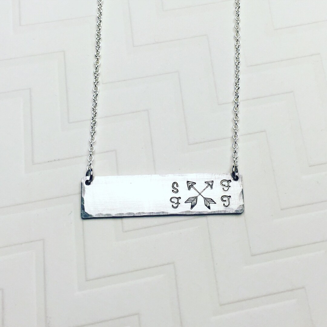 Initial Necklace Silver Bar Necklace Mother Necklace Hand Stamped
