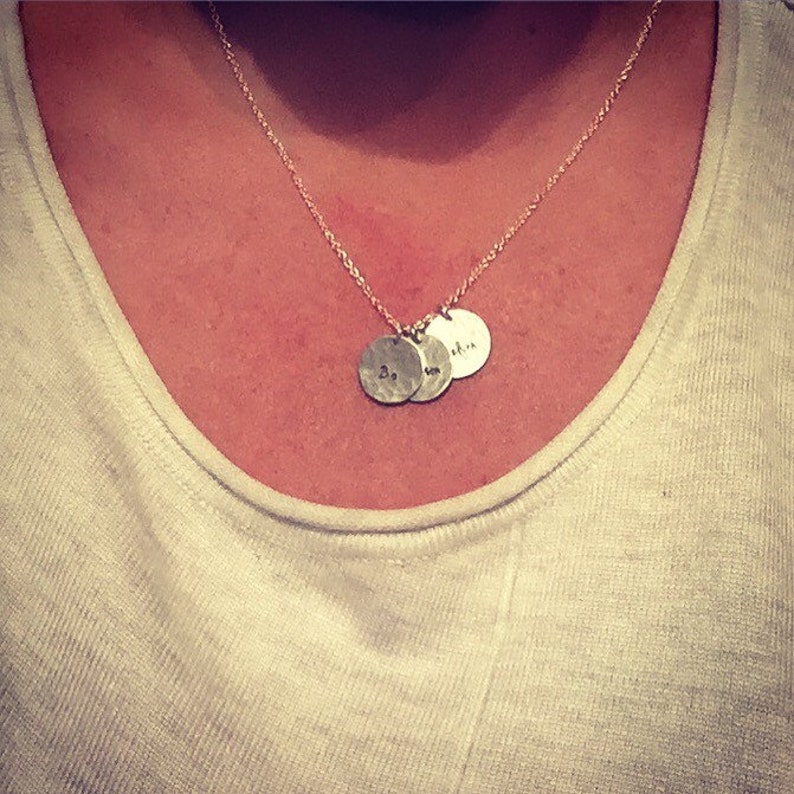 Mother Necklace Silver Circle Necklace Name Necklace Couple Necklace Gift For Her Personalized Necklace Small Disc Necklace