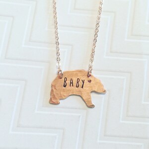 Mama Bear Baby Bear Necklace Set Hand Stamped Mothers Day Gift Gift For Her Gift For Mom Copper Bear Heart Established image 3