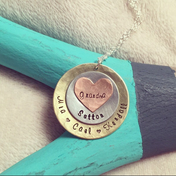 Grandma Necklace - Name Necklace - Hand Stamped Necklace - Personalized Necklace - Stacked Necklace - Gift For Grandma - Mothers Day Gift