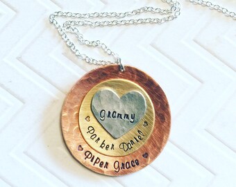 Grammy Necklace - Grandma Necklace - Name Necklace - Hand Stamped Necklace - Personalized Necklace - Gift For Grandma - Mothers Day Gift