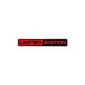 May include: A rectangular embroidered patch featuring a split color design. The left side is red with black text reading LIMITED, and the right side is black with red text reading EDITION. The entire patch has a thick black border.