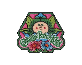 Broderad tyglapp för barn med kållapp | Vintage docka, retro blommor