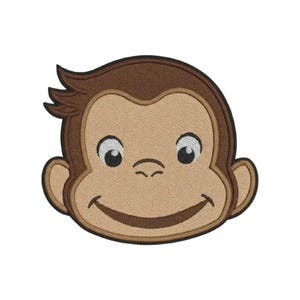 Embroidered Cartoon Monkey Patch | Brown Animal Face, Iron-On Accessory