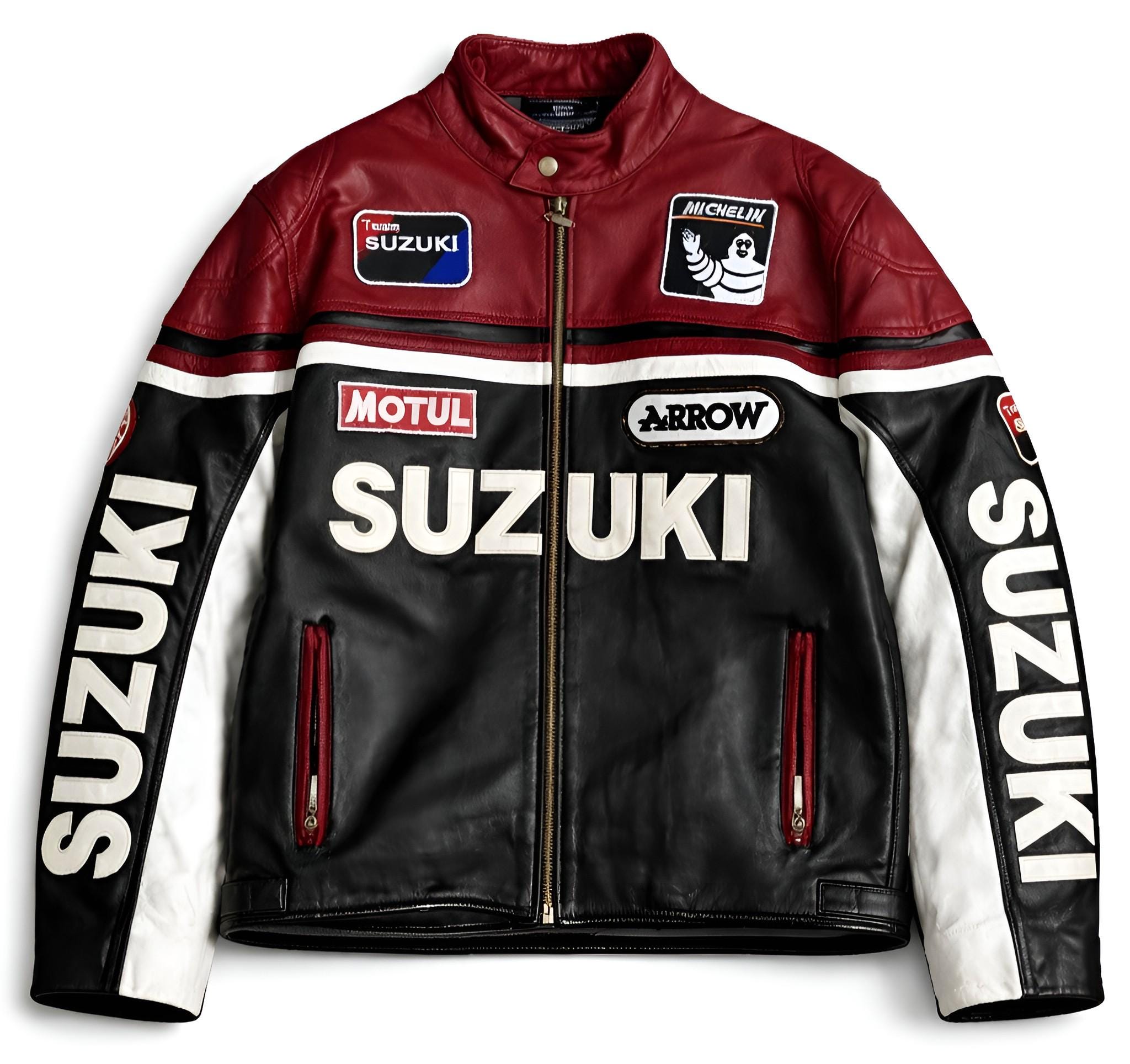 SUZUKI レザージャケット ライダースジャケット Vintage Suzuki Leather Jacket - Etsy