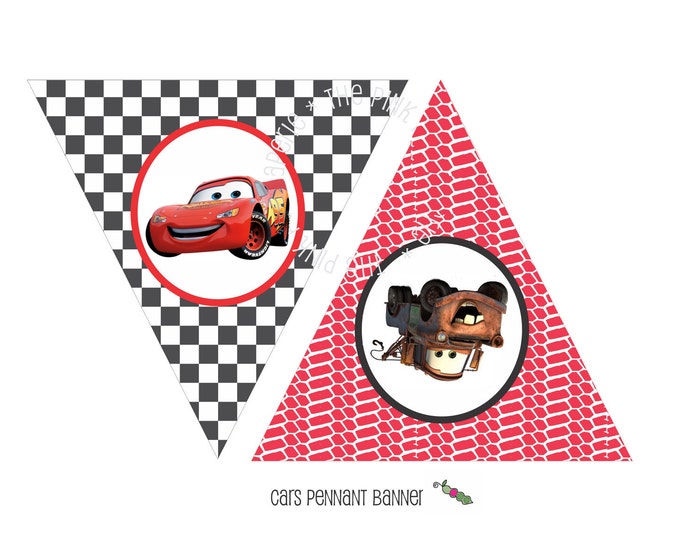 INSTANT DOWNLOAD - Printable CARS Themed Happy Birthday Banner ...