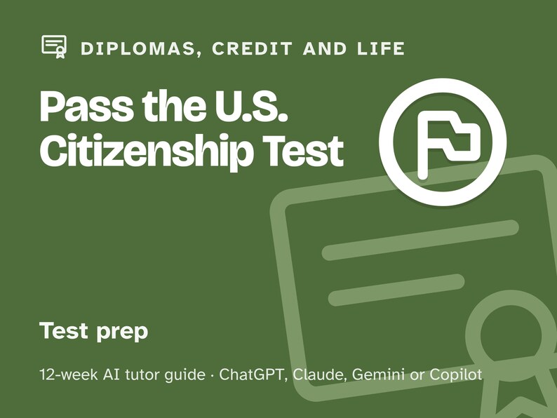 US Citizenship Test Prep Study Plan, 12-Week AI Tutor Guide, Civics Questions and English Interview Practice, PDF imagen 1