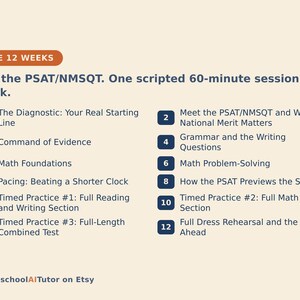 PSAT Prep Study Plan, 12-Week AI Tutor Guide, Reading, Writing and Math for Sophomores and Juniors, Homeschool, PDF image 3