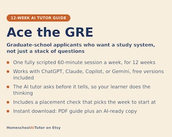 GRE Prep Study Plan, 12-Week AI Tutor Guide, Verbal Reasoning, Quantitative Reasoning and Analytical Writing, PDF