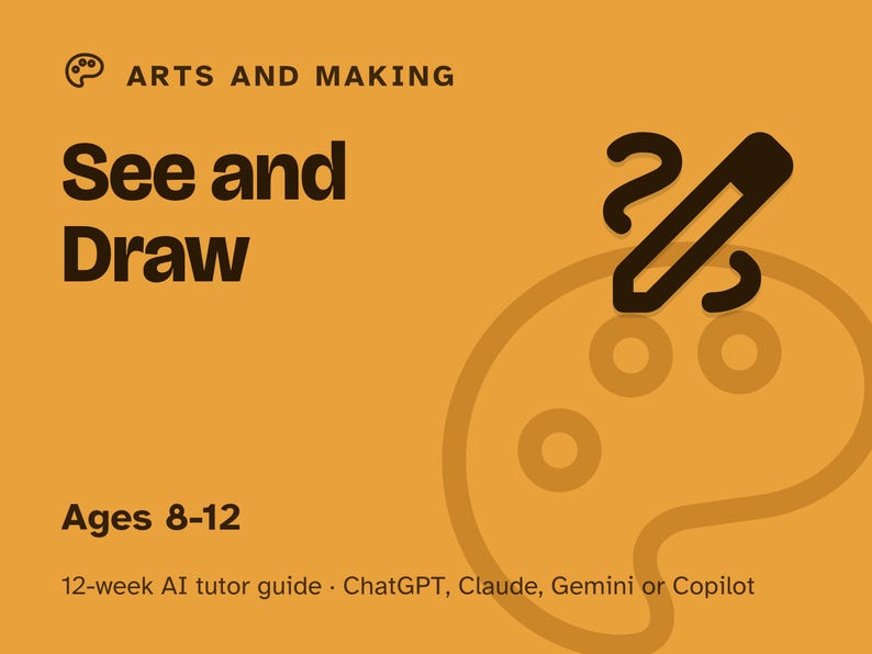 Drawing for Kids, 12-Week AI Tutor Guide, Learn to Draw by Learning to See, Shapes, Shading, Still Life, Ages 8 to 12, PDF image 1