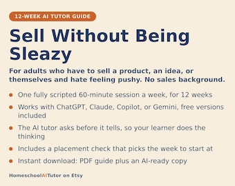 Sales Training for Beginners, 12-Week AI Tutor Course, Ethical Selling, Discovery Questions and Handling Objections, PDF