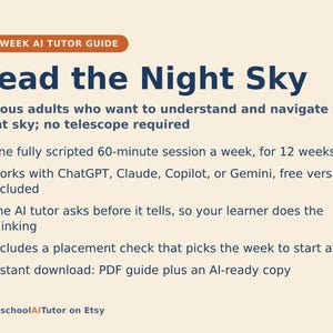 Stargazing for Beginners, 12-Week AI Tutor Guide, Constellations, Planets, Moon Phases and Star Maps, No Telescope, PDF bild 1