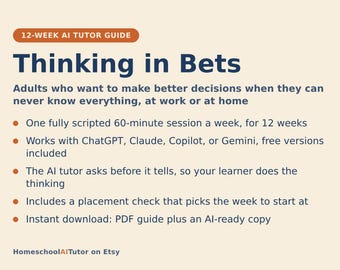 Learn Better Decision Making, 12-Week AI Tutor Guide, Probability, Expected Value and a Decision Journal, PDF