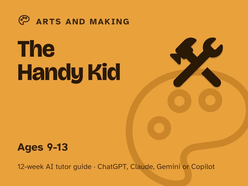 Woodworking for Kids, 12-Week AI Tutor Guide, Hand Tools, Building and Fixing Skills, Shop Class, Ages 9 to 13, PDF imagen 1