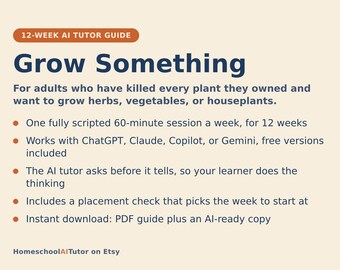 Gardening for Beginners, 12-Week AI Tutor Guide, Grow Herbs, Vegetables and Houseplants, Container and Balcony Garden, PDF