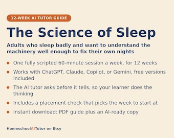 Sleep Better Guide, 12-Week AI Tutor Course, Science of Sleep, Circadian Rhythm, Light, Caffeine and Routines, PDF