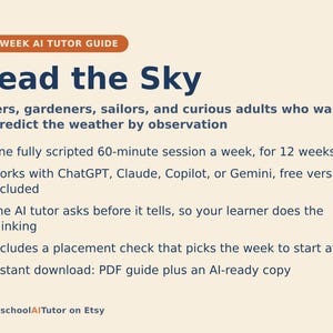 Learn to Read the Weather, 12-Week AI Tutor Guide, Clouds, Fronts, Pressure and Wind, Forecast by Observation, PDF bild 1