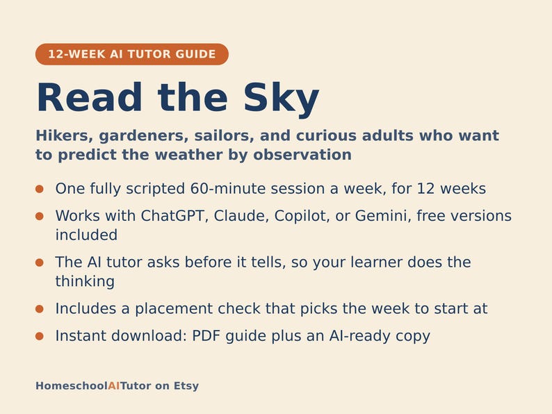Learn to Read the Weather, 12-Week AI Tutor Guide, Clouds, Fronts, Pressure and Wind, Forecast by Observation, PDF bild 1