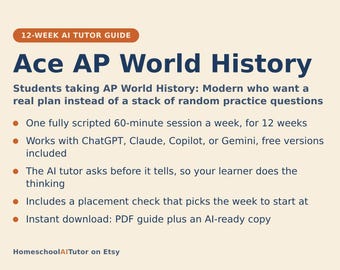 AP World History Prep Study Plan, 12-Week AI Tutor Guide, Modern Era Review, DBQ and Timed Writing, Homeschool