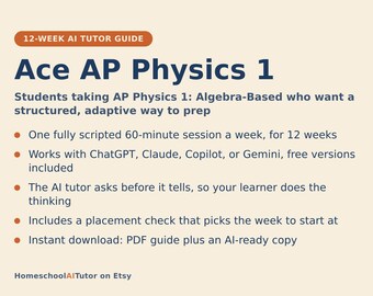 AP Physics 1 Prep Study Plan, 12-Week AI Tutor Guide, Algebra-Based Mechanics, Free-Body Diagrams and Energy, PDF