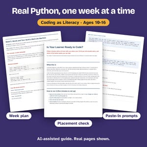 Homeschool Coding Curriculum for Kids, 12 Week AI Tutor Guide, Learn Python with ChatGPT, Ages 10-16, No Experience Needed, PDF