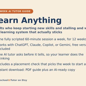 Learn How to Learn, 12-Week AI Tutor Guide, Teach Yourself Any Skill, Practice Loops, Spaced Practice, Adults, PDF bild 1