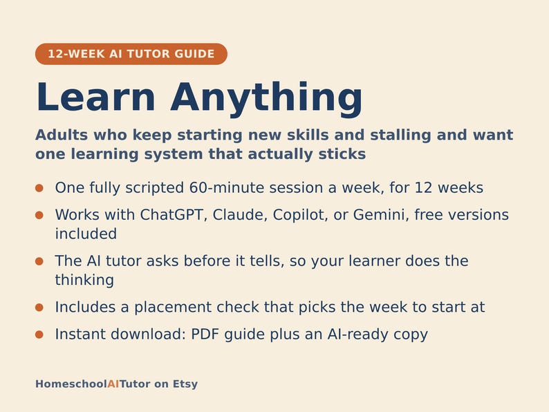 Learn How to Learn, 12-Week AI Tutor Guide, Teach Yourself Any Skill, Practice Loops, Spaced Practice, Adults, PDF bild 1