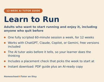 Running for Beginners, 12-Week AI Tutor Guide, Running Form, Pacing and the Run Walk Method, Injury Prevention, PDF
