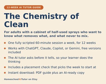 Cleaning Science for Beginners, 12-Week AI Tutor Course, How Cleaners Work, Stain Removal and Safe Product Mixing, PDF