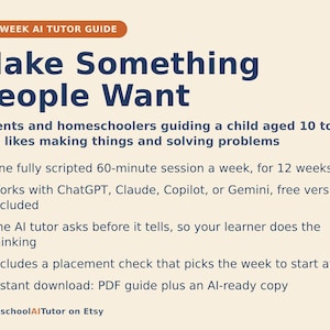 Inventing for Kids, 12-Week AI Tutor Guide, Maker Projects, Prototyping and Problem Solving, STEM, Ages 10 to 14, PDF