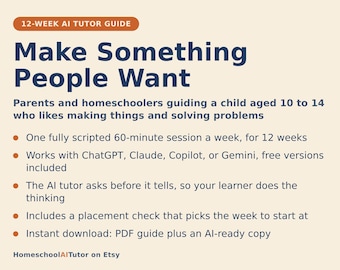 Inventing for Kids, 12-Week AI Tutor Guide, Maker Projects, Prototyping and Problem Solving, STEM, Ages 10 to 14, PDF