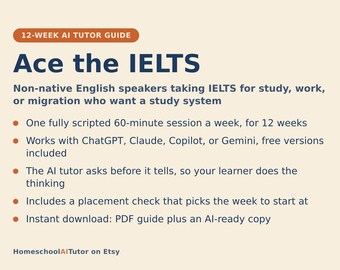 IELTS Prep Study Plan, 12-Week AI Tutor Guide, Listening, Reading, Writing and Speaking Practice, Band Score Goals, PDF