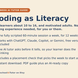 Homeschool Coding Curriculum for Kids, 12-Week AI Tutor Guide, Learn Python Ages 10-16, No Coding Experience Needed, PDF