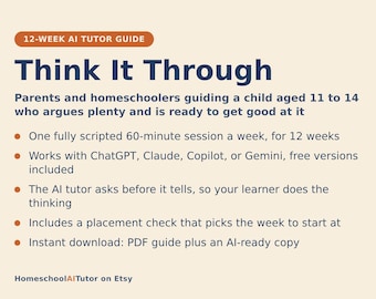 Debate for Kids, 12-Week AI Tutor Guide, Critical Thinking and Argument Skills, Evidence and Logic, Ages 11 to 14, PDF