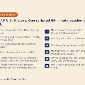 AP US History Prep Study Plan, 12-Week AI Tutor Guide, Period Review and Essay Practice, Homeschool High School imagen 3