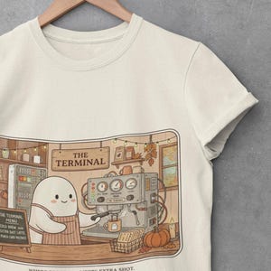 Halloween Ghost Barista Shirt, Funny Coffee Nerd Tee, Programmer Halloween T-Shirt, Computer Science Gift, 404 Extra Shot, Comfort Colors