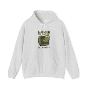 Glitch in the Machine Halloween Hoodie, Funny Programmer Sweatshirt, Haunted CRT Ghost, Sysadmin Developer Gift, Retro Tech Humor