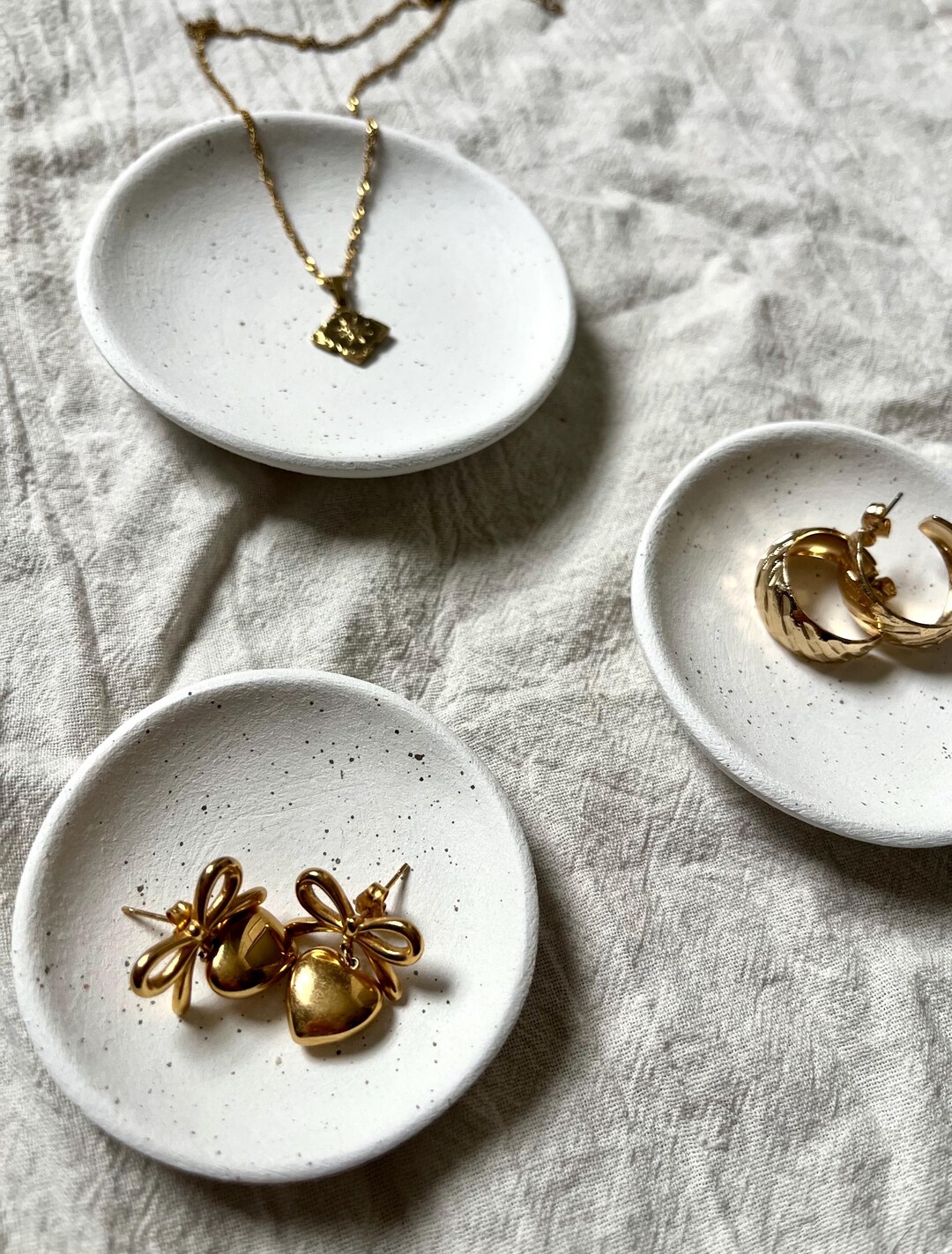 Simple Delicate Hand Speckled Clay Ring Dish / Trinket Dish / Photo ...