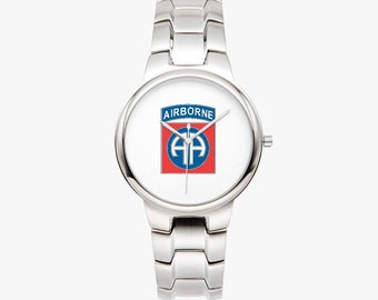 82nd Airborne Division-Silver Stainless Steel Silver Quartz Watch