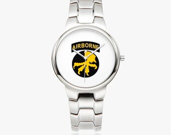 17th Airborne Division-Silver Stainless Steel Silver Quartz Watch