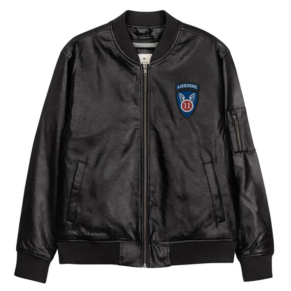 11th Airborne Division Embroidered Leather Bomber Jacket Etsy