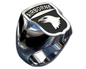 Army Ring - 101st Airborne Division Badge Ring with black enamel