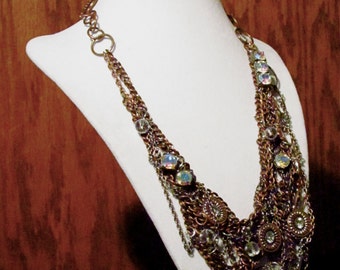 Copper Rhinestone Statement Necklace