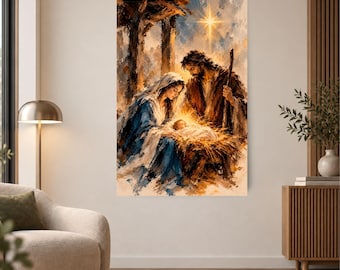Nativity Wall Art, Christian Wall Art, Religious Wall Art, Christmas Wall Art, Canvas Wall Art, Canvas Print, Bible wall Art, Christian gift