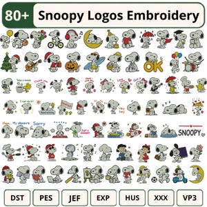 Fall Snoopy Embroidery Designs Bundle Snoopy Embroidery Design Cute Snoopy Machine Embroidered 5+ Sizes All Formats Instant Download File