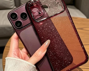 Funda para iPhone con purpurina brillante, cubierta híbrida transparente con destellos (iPhone 15-18 Pro Max)