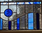 Modern Blue Stained Glass Wave - 112