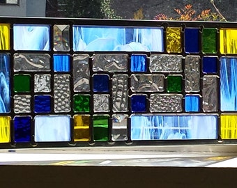 Stained Glass Blue, Green and Yellow