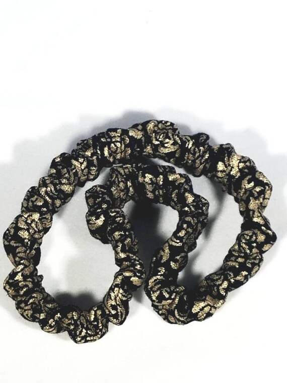 Extra Large Hair Tie Black With Gold Detail Etsy