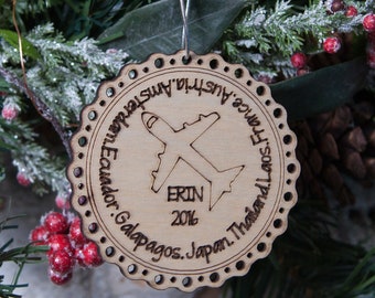 Personalized Travel Gift | Christmas Vacation Ornament | Personalized Travel Ornament | World Traveler Gift | Honeymoon Gifts